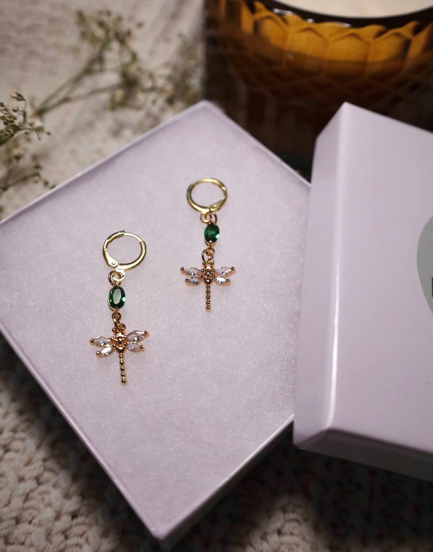 Emerald Dragonfly earrings