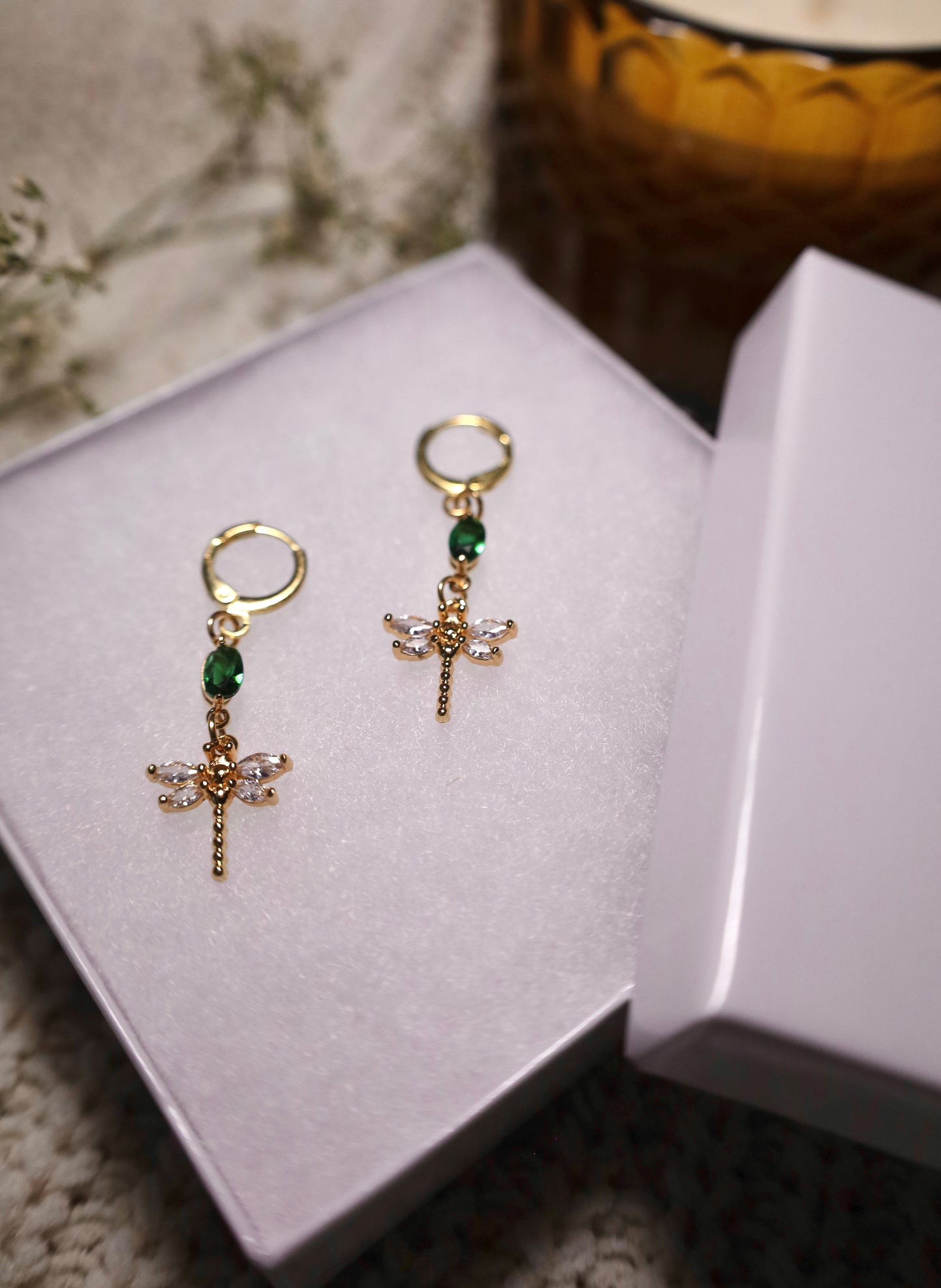Emerald Dragonfly earrings