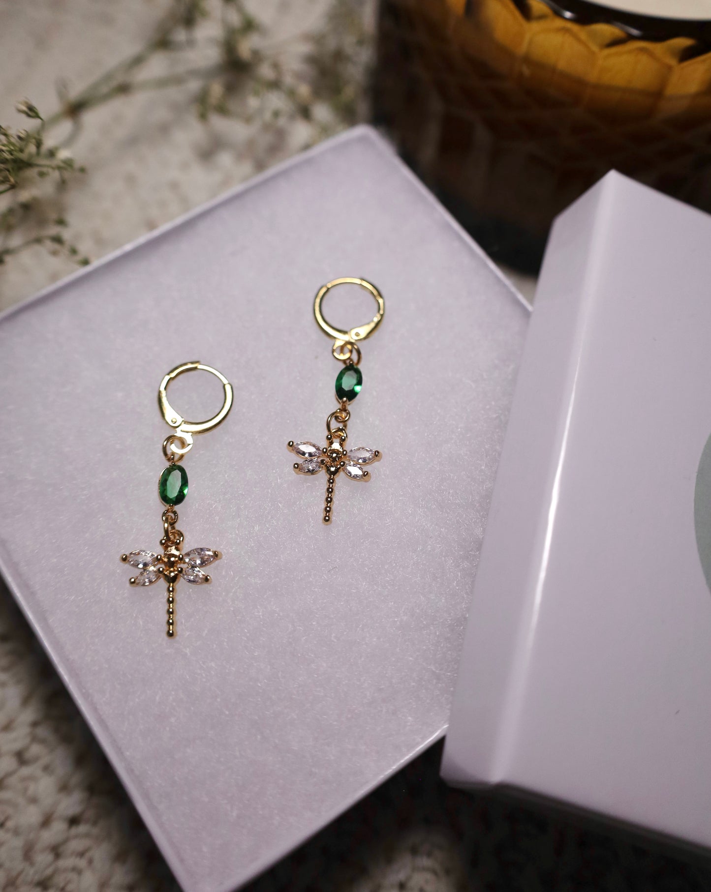 Emerald Dragonfly earrings