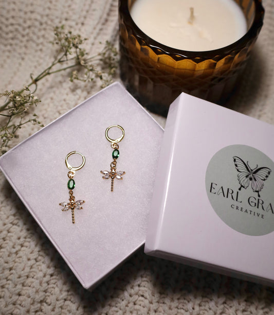 Emerald Dragonfly earrings