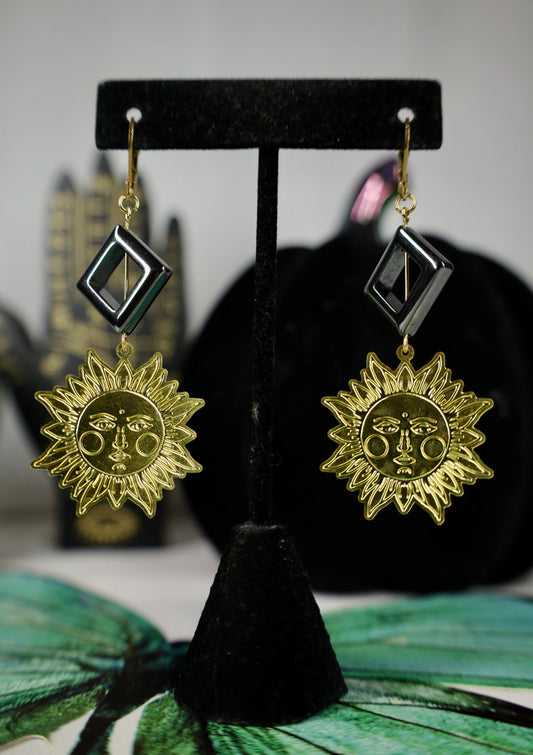 Hematite Sun earrings