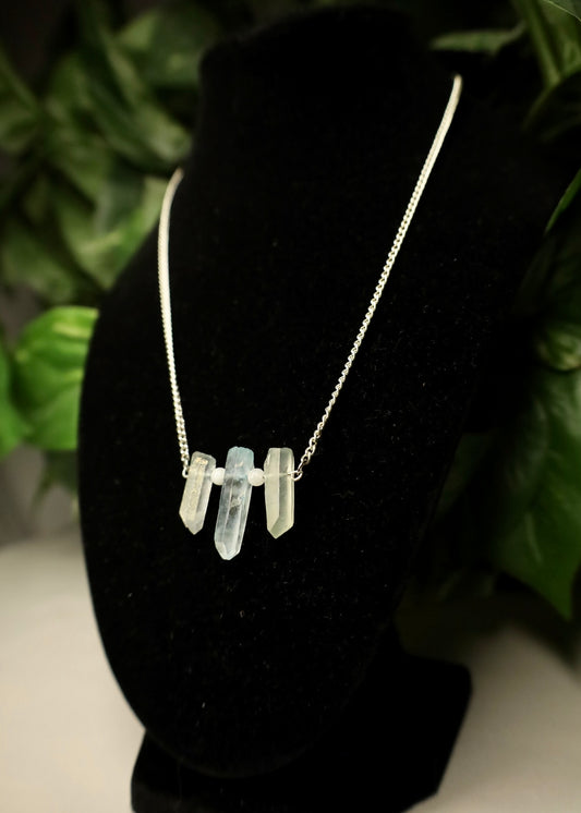 Blue Crystal Quartz and Moonstone necklace