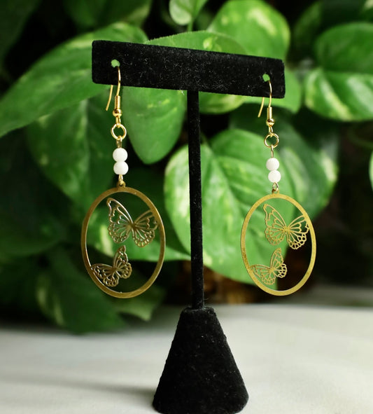 Butterfly and Moonstone Earrings