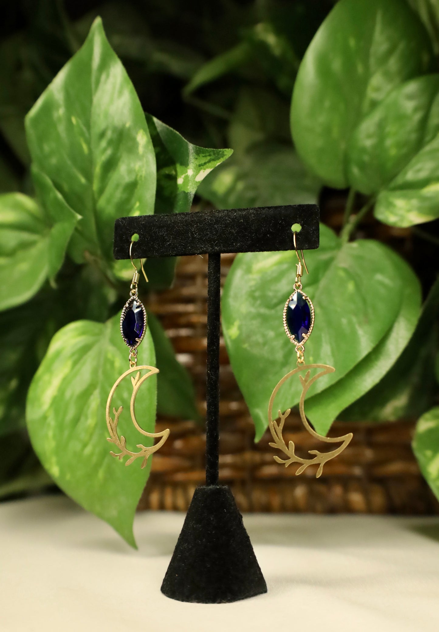 Cobalt Crescent Moon earrings